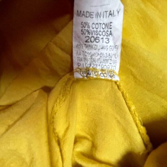 Made in Italy Women's Yellow Dream Catcher Print Short Dolman Sleeve Hi-Low Top - Picture 3 of 7